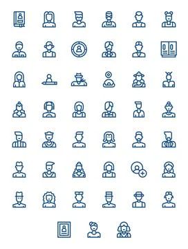 45 Pixel Optimized Bold Line Vector Icons designed for Individual Interface Stock Illustration