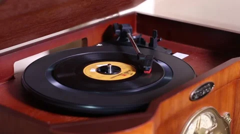 A 45 Record Playing and Stopping Stock Footage 49729415