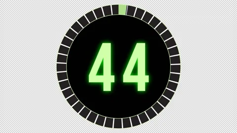 45 second alpha channel Countdown timer with transparent background Stock Footage 138721933