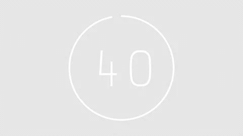 45 second alpha/transparent  white timer for workout video Or Stopwatch Stock Footage 235652702