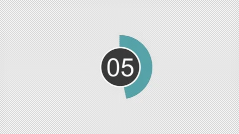 45-Second blue Countdown Transparent Timer animation with Beep Finish Stock Footage 253465187