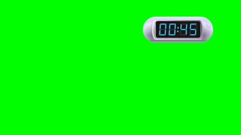 45 second Digital Countdown Timer, Counter. Right, white, isolated Stock Footage 86150256