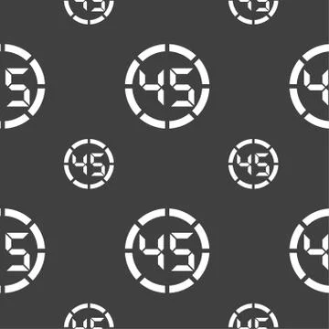 45 second stopwatch icon sign. Seamless pattern on a gray background. Vector 스톡 일러스트