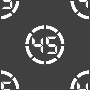 45 second stopwatch icon sign. Seamless pattern on a gray background. Vector Illustrazione stock