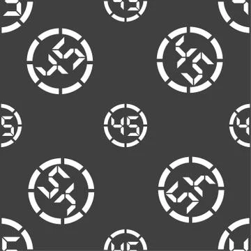 45 second stopwatch icon sign. Seamless pattern on a gray background. Vector Illustrazione stock