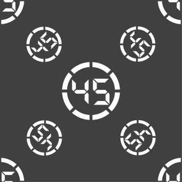 45 second stopwatch icon sign. Seamless pattern on a gray background. Vector Stock Illustration