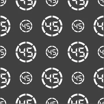 45 second stopwatch icon sign. Seamless pattern on a gray background. Vector Stock Illustration
