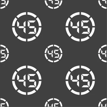 45 second stopwatch icon sign. Seamless pattern on a gray background. Vector Illustrazione stock