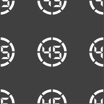 45 second stopwatch icon sign. Seamless pattern on a gray background. Vector Illustrazione stock