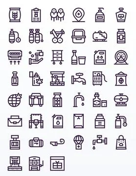45 Supply Editable Vector Icons in 128x128 Bold Line Aesthetic Stock Illustration