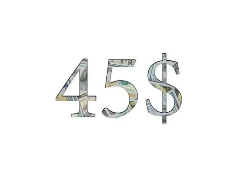 $ 45. Us dollar banknotes. The texture of the money. Isolated on white backgr Stock Photos
