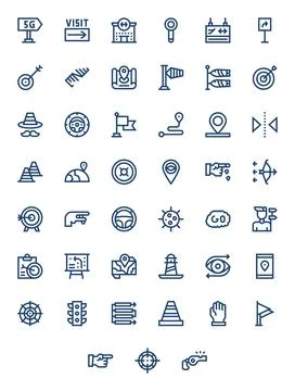 45 Vector Icons for Direction featuring Retina Ready Display Perfect Bold L.. Stock Illustration
