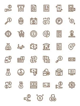 45 Vector Icons inspired by Dollar in Display Perfect 256x256 Bold Line quali Stock Illustration