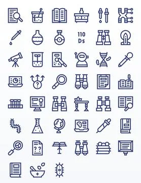 45 Vector Icons for Research optimized in Display Perfect Retina Ready Bold.. Stockillustratie