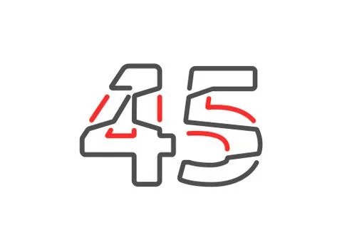 45 vector number. Modern trendy, creative style line design. For logo, brand  Stock Illustration