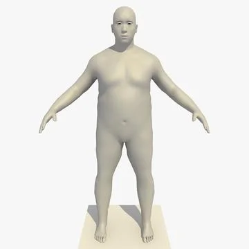 45 Year Old Obese Old Asian Male Mesh Rigged 3D Model