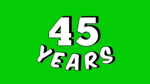 45 years text animation motion graphics cartoon on green screen Stock Footage 308360279