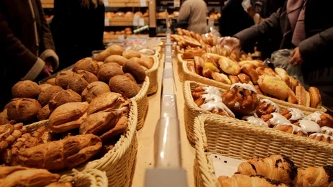4566 Appetizing pastries from the bakery. Stock Footage 128240981