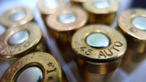 45mm Rounds Of Bullets Stock Photos