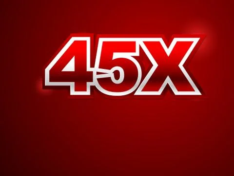 45x sign in red background Stock Illustration