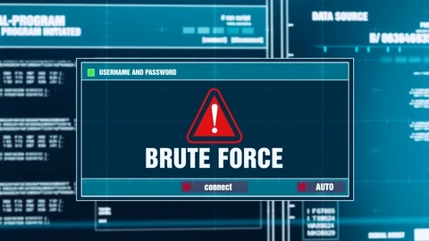 46. Brute Force Warning Notification on Digital Security Alert on Screen. Stockbeeldmateriaal 95558810