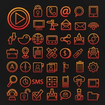 46 icons communication  set vector Stock Illustration