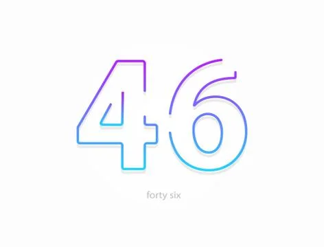 46 number, outline stroke gradient font. Trendy, dynamic creative style desig Stock Illustration