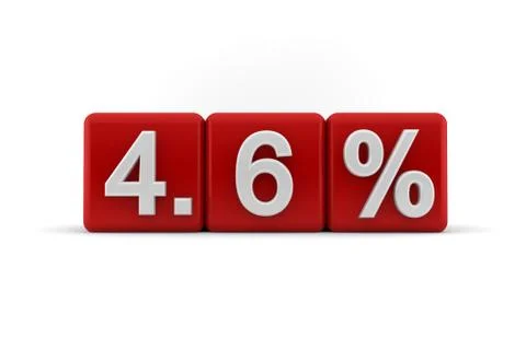 4.6 percent in white numbers on red cubes Stock Illustration