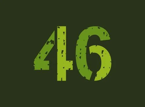 46 vector number made of grungy, grunge texture. Rubber stamp imprint style.  Stock Illustration