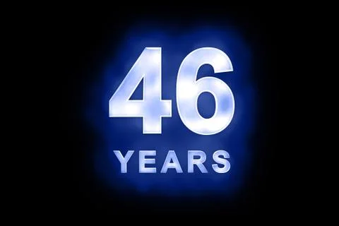 46 years in glowing white numbers on blue Stock Illustration