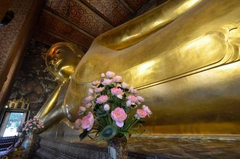 46m long reclining Buddha Stock Photos