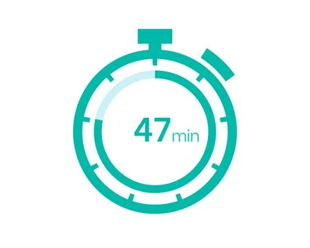 47 minutes timer icon, 47 min digital timer. Clock and watch, timer, countdow Stock Illustration