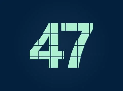 47 number, vector desing font.  Made of knife cut. For logo, brand label, des Stock Illustration