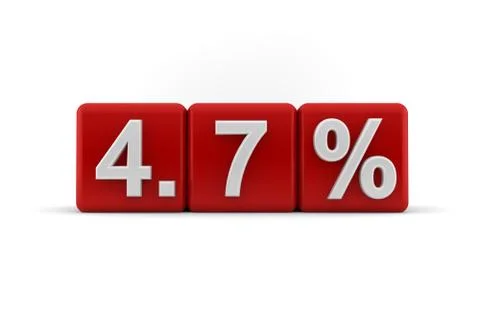 4.7 percent in white numbers on red cubes Stock Illustration