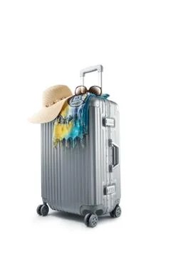 47- suitcase on white Stock Photos