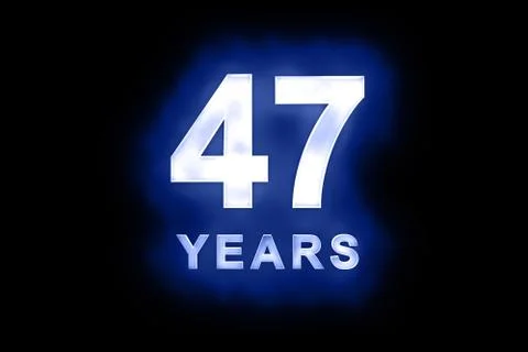 47 years in glowing white numbers on blue Stock Illustration