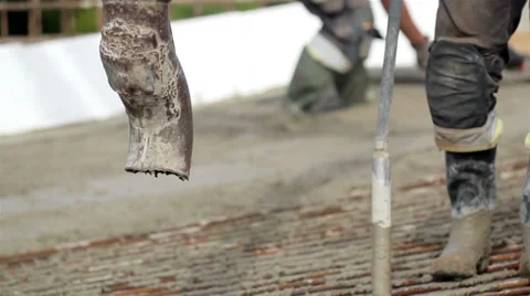 473 cement mixer pouring cement on the ground Stock Footage 32304955