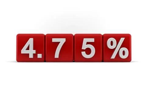 4.75 percent in white numbers on red cubes Stock Illustration