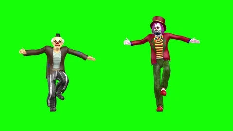 479 4K 3 d animated two clowns street dance Stock Footage 124864515