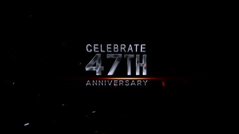 47th Anniversary celebration with silver text on dark background Video stock 343668994