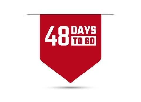 48 days to go red vector banner illustration isolated on white background Stock Illustration