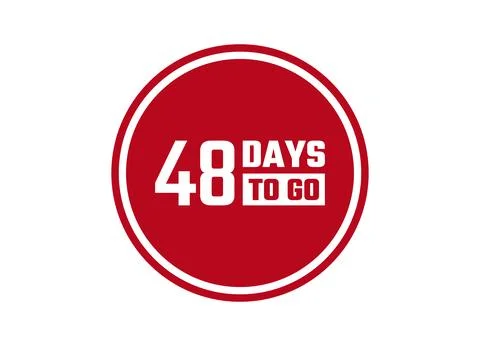 48 days to go red vector banner illustration isolated on white background Stock Illustration
