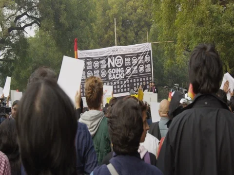 48 fps Slow Motion Shot of People Protesting in New Delhi, India Stock Footage 81618089