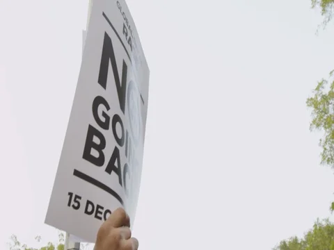 48 fps Slow Motion Shot of People Protesting in New Delhi, India Stock Footage 81618217