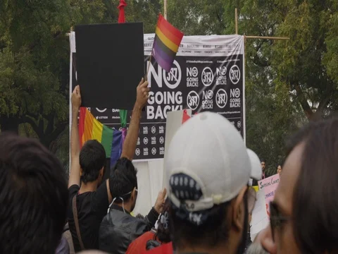 48 fps Slow Motion Shot of People Protesting in New Delhi, India Stock Footage 81618222