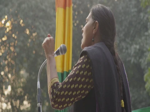 48 fps Slow Motion Shot of People Protesting in New Delhi, India Stock Footage 81618278