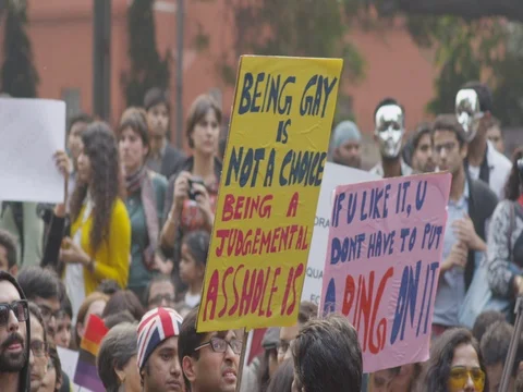 48 fps Slow Motion Shot of People Protesting in New Delhi, India Stock Footage 81618379