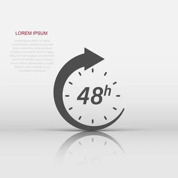 48 hour clock icon in flat style. Timer countdown vector illustration on is.. Stock Illustration