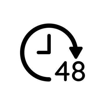 48 hour clock vector icon on white background Stock Illustration