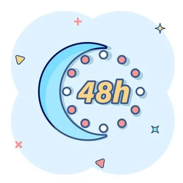 48 hours clock icon in comic style. Timer countdown cartoon vector illustra.. 스톡 일러스트